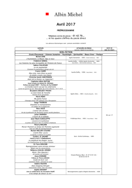Pr&eacute;programme avril non-fiction 2017