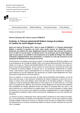 Erythrée: le Tribunal administratif fédéral change de pratique en