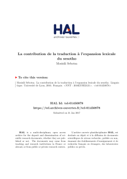 La contribution de la traduction &agrave; l`expansion lexicale du sesotho