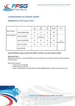 Tableau des r&eacute;sultats