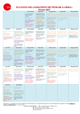 PLANNING DES ANIMATIONS SECTEUR DE LA