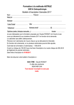 Formation &agrave; la m&eacute;thode ASTRUZ Bulletin d