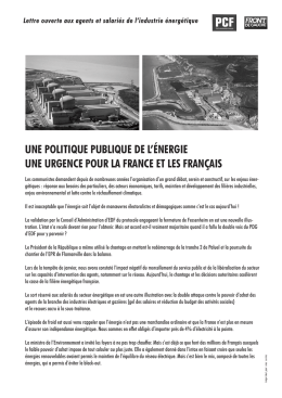 une politique publique de l`énergie une urgence pour la