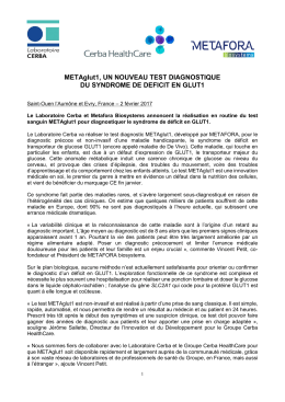 METAglut1, un nouveau test diagnostique du syndrome