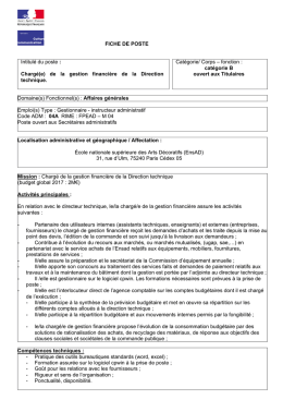 Charg&eacute;(e) de la gestion financi&egrave;re de la Direction technique