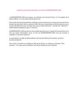 Conditions particuli&egrave;res pr&eacute;sent&eacute;es sur le Site de