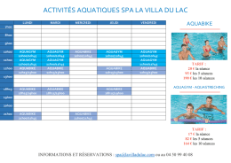 Voir le planning - La Villa du Lac