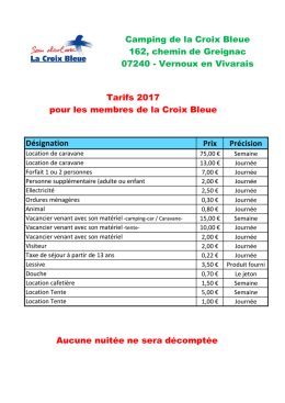 TARIFS 2017 CB - La Croix Bleue