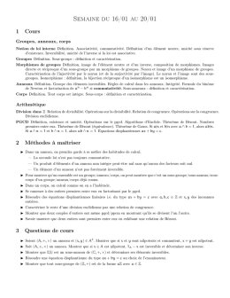 Semaine du 16/01 au 20/01