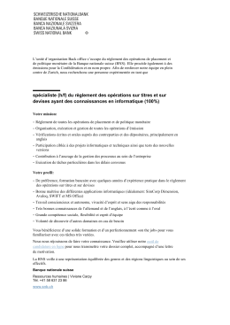 Sp&eacute;cialiste (h/f) du r&egrave;glement des op&eacute;rations sur titres et sur devises