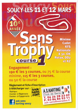 Sens Trophy course 1 à Soucy les 11 et 12 mars