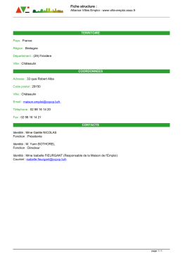 Fiche structure - Alliance Villes Emploi