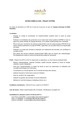Technicien r&eacute;gional - CDD - En Crambade - ARVALIS