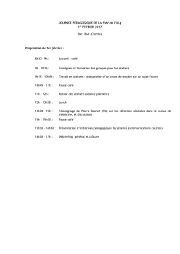 JOURNEE PEDAGOGIQUE DE LA FMV de l`ULg 1er FEVRIER 2017