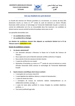 د ا ك ا دي ا وم طوان Avis aux &eacute;tudiants du cycle doctorat