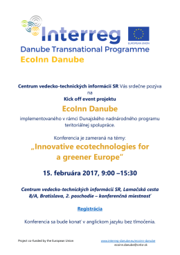 EcoInn Danube „Innovative ecotechnologies for a greener Europe“