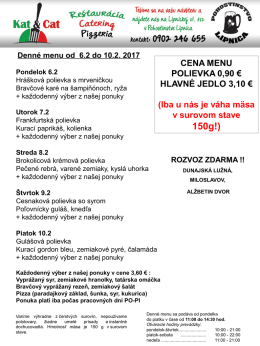 Týždenné menu
