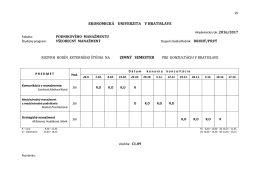 EKONOMICKÁ UNIVERZITA V BRATISLAVE ZIMNÝ SEMESTER