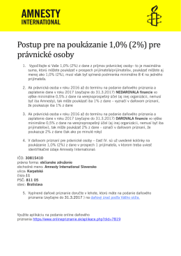 Postup pre na pouka zanie 1,0% (2%) pre pra vnicke osoby