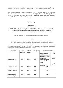 Dodatok č. 3 k VZN Obce Tes&aacute;rske Mlyňany č. 6 /2012 o v&yacute;&scaron;ke