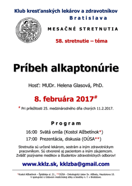Príbeh alkaptonúrie - Klub kresťanských lekárov a zdravotníkov v