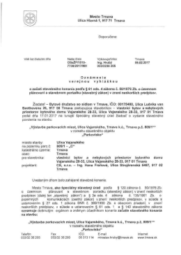 V&yacute;stavba parkovac&iacute;ch miest, Ulica Vajansk&eacute;ho, Trnava k.&uacute;., Trnava p