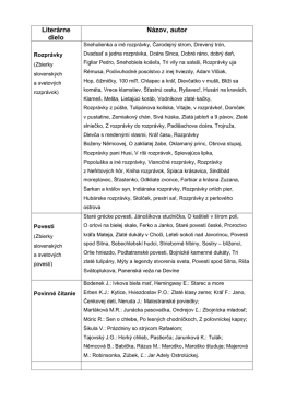 Zoznam titulov kn&iacute;h detskej literat&uacute;ry v &scaron;kolskej knižnici