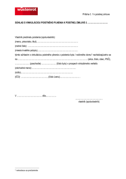 S&uacute;hlas s vinkul&aacute;ciou poistn&eacute;ho plnenia