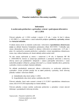 Finančn&eacute; riaditeľstvo Slovenskej republiky Inform&aacute;cia k oceňovaniu