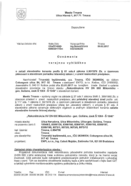 Mesto Trnava Ulica Hlavn&aacute; 1, 917 71 Trnava Doporučene V&aacute;&scaron; list