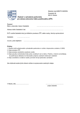 Žiadosť o vyhradenie parkoviska pre občana zdravotne