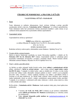 Všeobecné podmienky a pravidlá Valentín sútaž