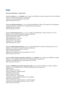Spoloćnosť ASPEN Europe GmbH, organizaćná zlożka, reg. vo