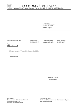 Objedn&aacute;vka č.7 - Obec Mal&yacute; Slavkov