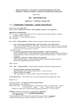 XII. KONFERENCIU Téma: “ Zomieranie v nemocnici – systém