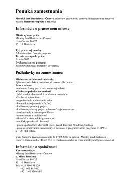 Ponuka zamestnania