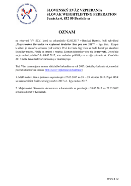 oznam - Slovenský zväz vzpierania