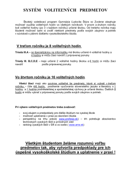 Syst&eacute;m vyberu voliteľn&yacute;ch predmetov 2017/18