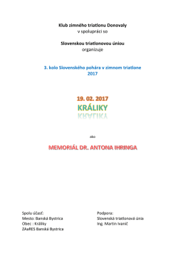 Klub zimného triatlonu Donovaly v spolupráci so Slovenskou