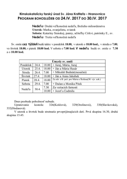 program bohoslužieb od 20
