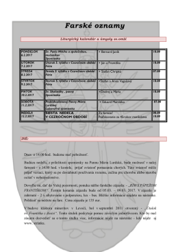 Farsk&eacute; oznamy t&yacute;ždeň 6/2017