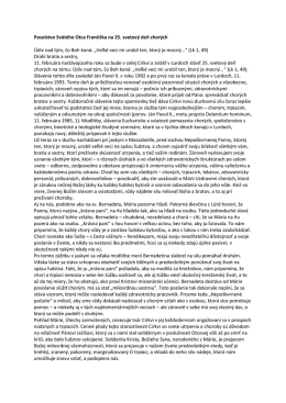 Posolstvo Svätého Otca Františka na 25. svetový deň chorých Údiv