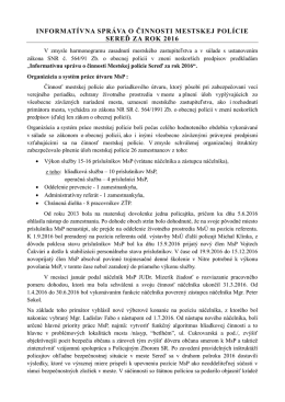 informatívna správa o činnosti mestskej polície sereď