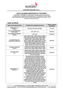 Lista validnih sertifikata i potvrda