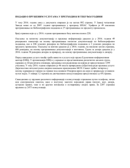 ПОДАЦИ О ПРУЖЕНИМ УСЛУГАМА У ПРЕТХОДНОЈ И
