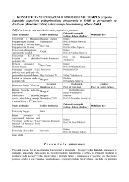 KONSTITUTIVNI SPORAZUM O SPROVOĐENJU TEMPUS projekta