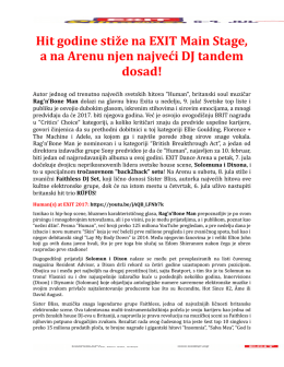 Hit godine stiže na EXIT Main Stage, a na Arenu njen