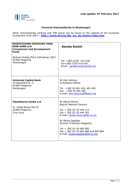 Financial intermediaries in Bosnia and Herzegovina