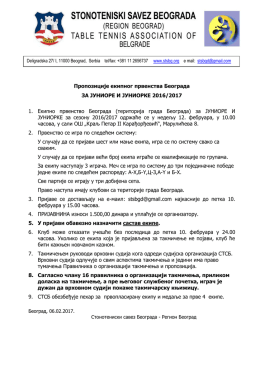 Пропозиције екипног првенства Београда ЗА ЈУНИОРЕ И