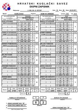 H R V A T S K I    K U G L A Č K I    S A V E Z EKIPNI ZAPISNIK